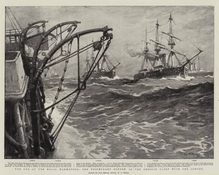 La fin des manœuvres navales, le retour triomphal de la flotte de réserve avec le convoi